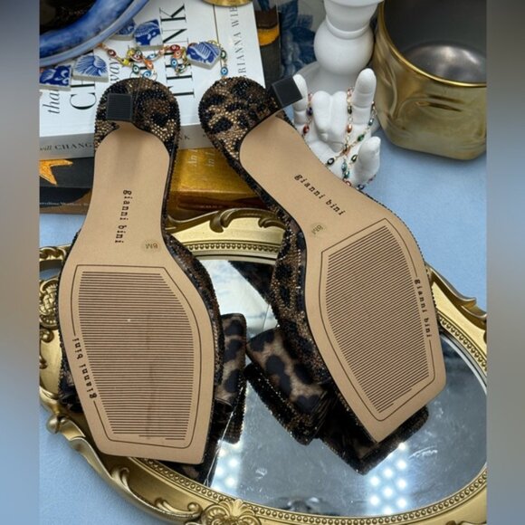 🆕 GIANNI BINI 🧿NWOB PeekaTwo Leopard Print Crystal Keyhole Ornament Sandal Sz8 - Picture 15 of 15